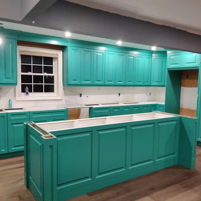 Captivating Teal kitchen cabinets paint review