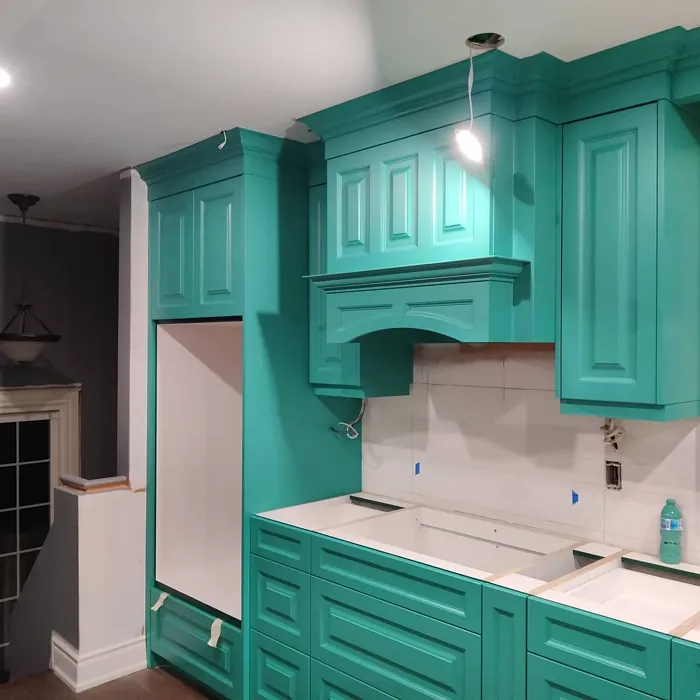 Captivating Teal kitchen cabinets color