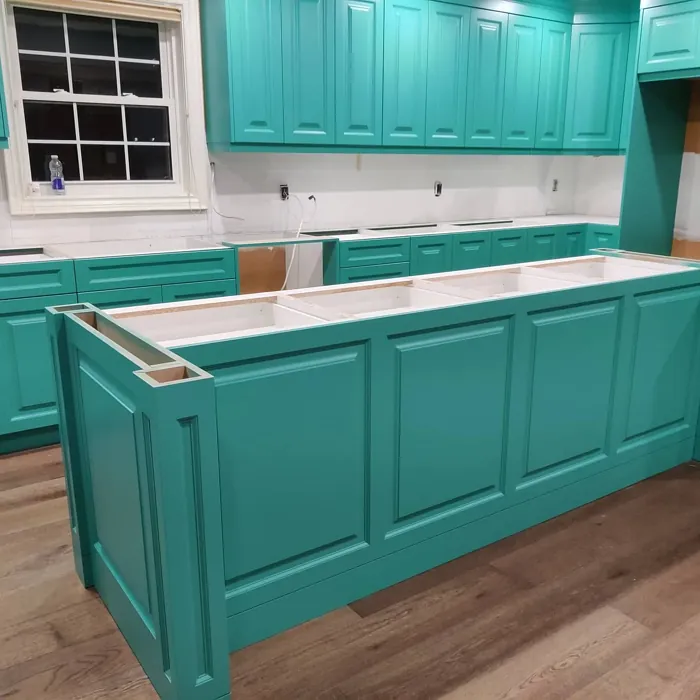 Captivating Teal kitchen cabinets color review