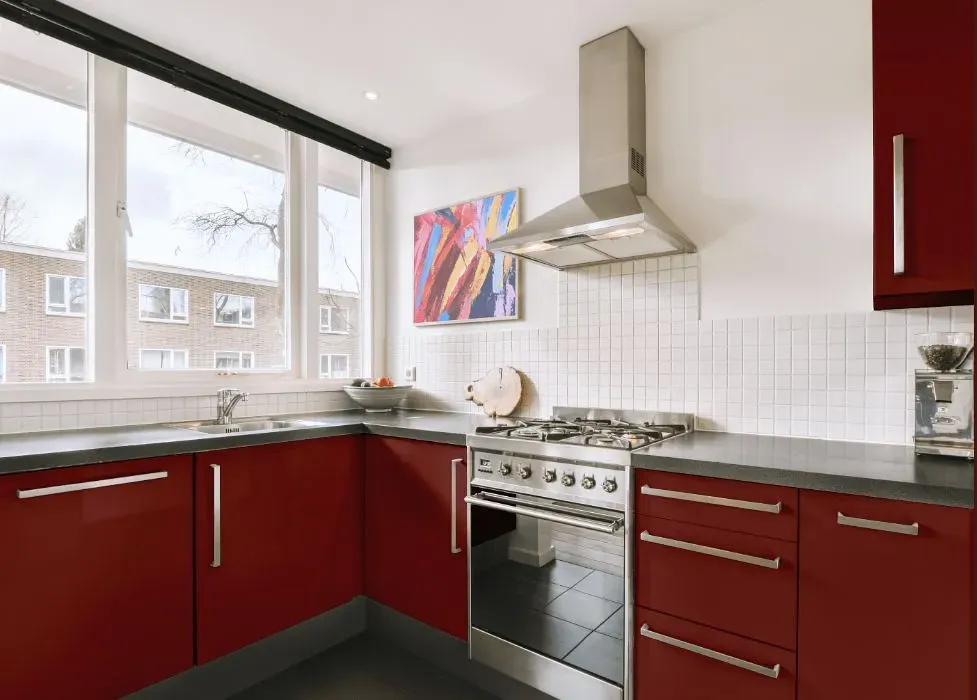 Benjamin Moore Carriage Red kitchen cabinets