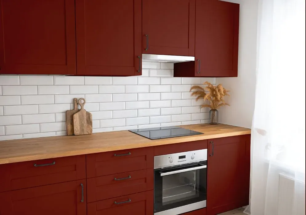 Benjamin Moore Carriage Red kitchen cabinets