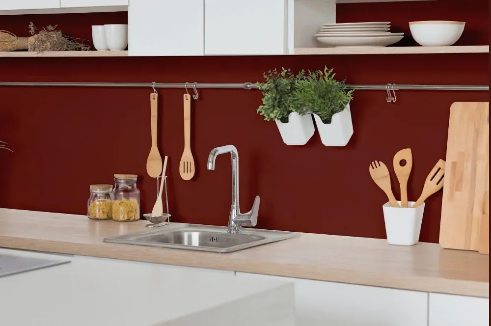 Benjamin Moore Carriage Red kitchen backsplash