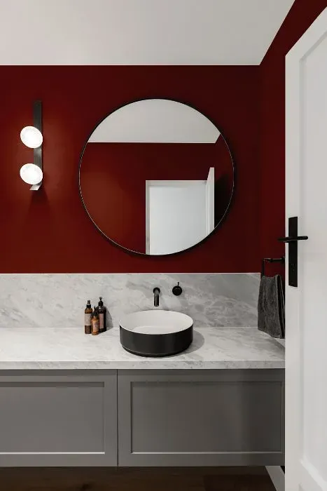 Benjamin Moore Carriage Red minimalist bathroom