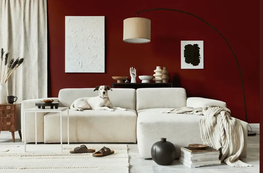Benjamin Moore Carriage Red cozy living room
