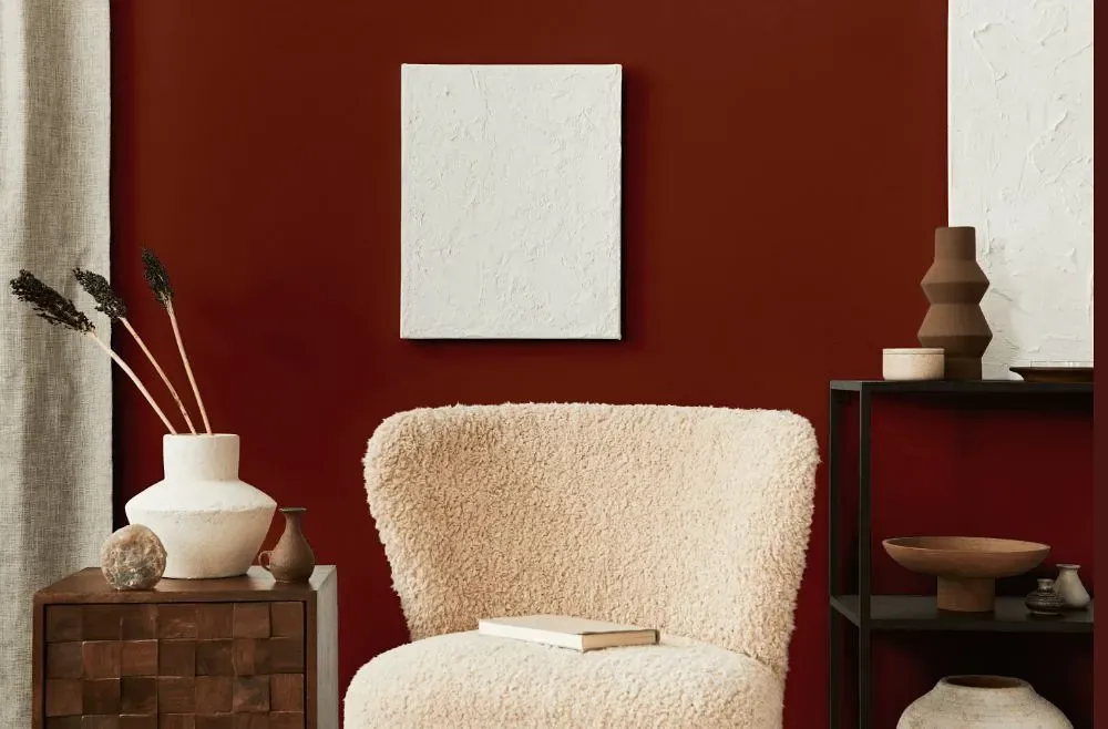 Benjamin Moore Carriage Red living room interior