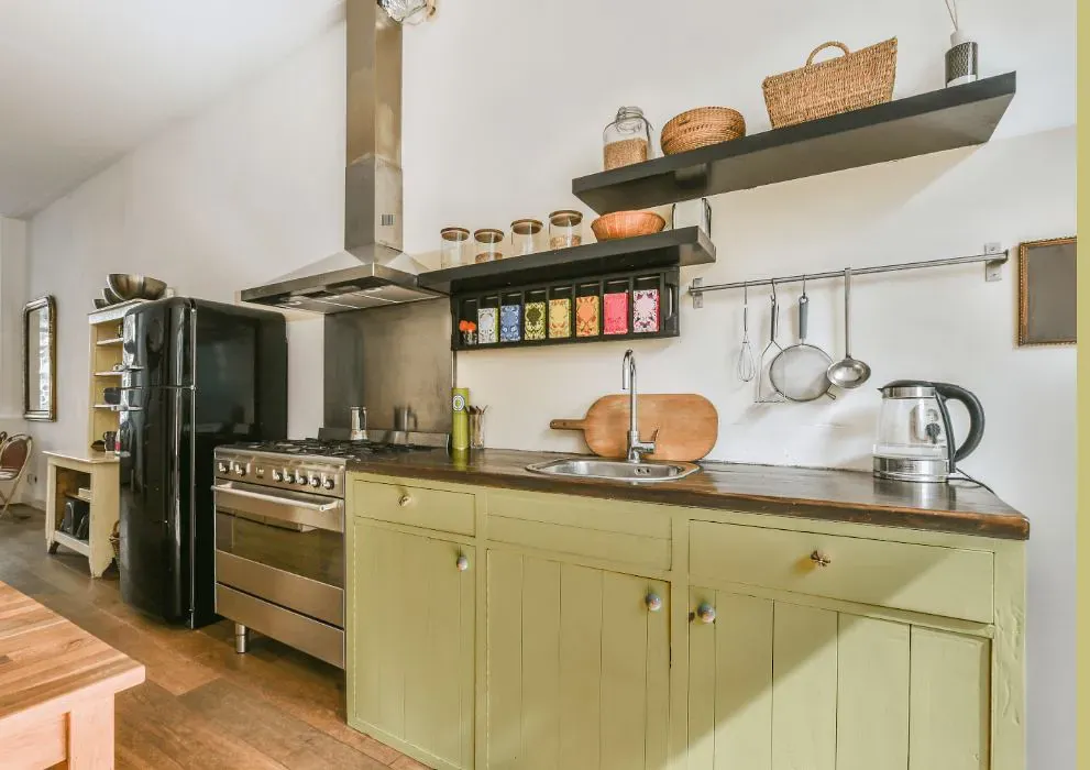 Benjamin Moore Castleton Mist kitchen cabinets