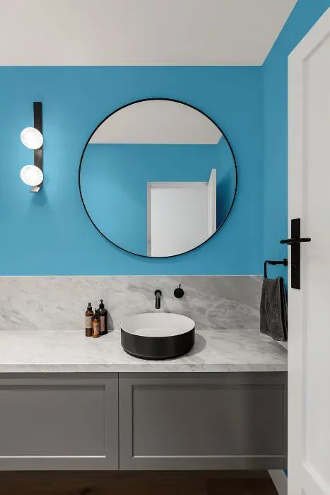 Benjamin Moore Cayman Blue minimalist bathroom