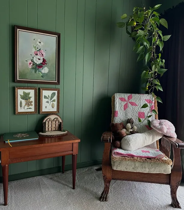 Benjamin Moore Cedar Path bedroom interior