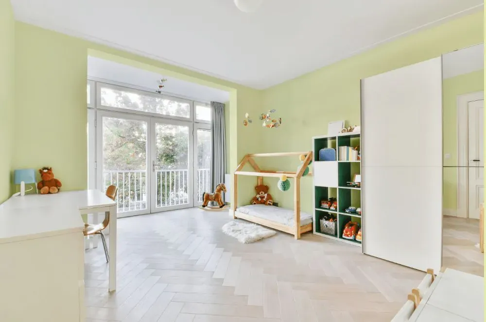 Benjamin Moore Celadon Green kidsroom interior, children's room