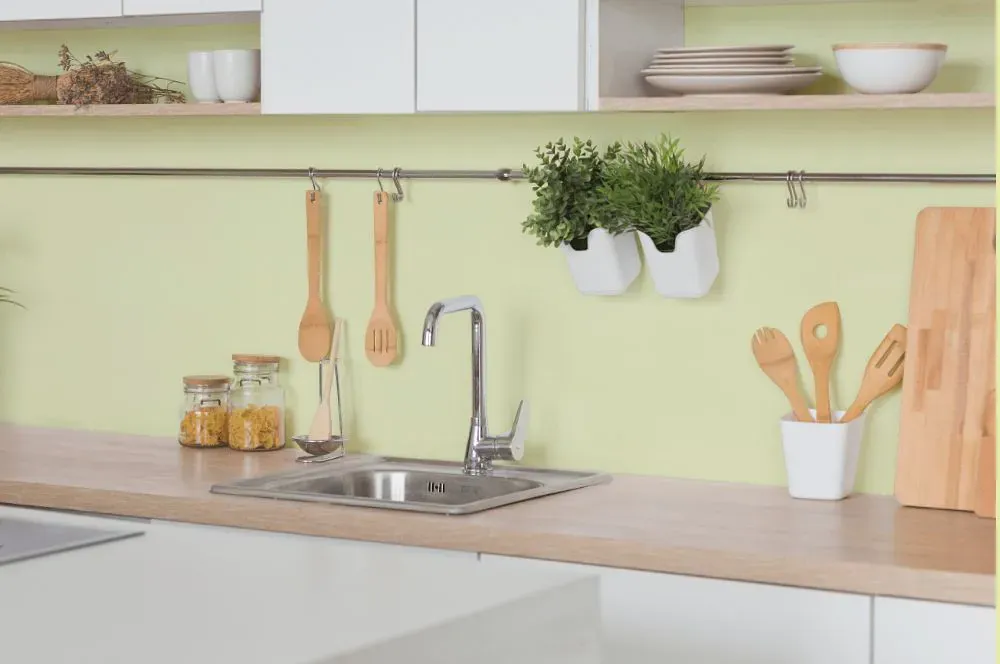 Benjamin Moore Celadon Green kitchen backsplash