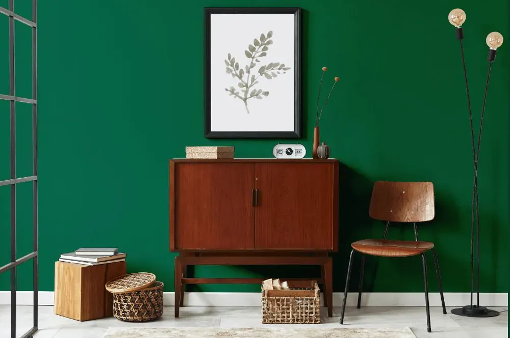 Benjamin Moore Celtic Green japandi interior