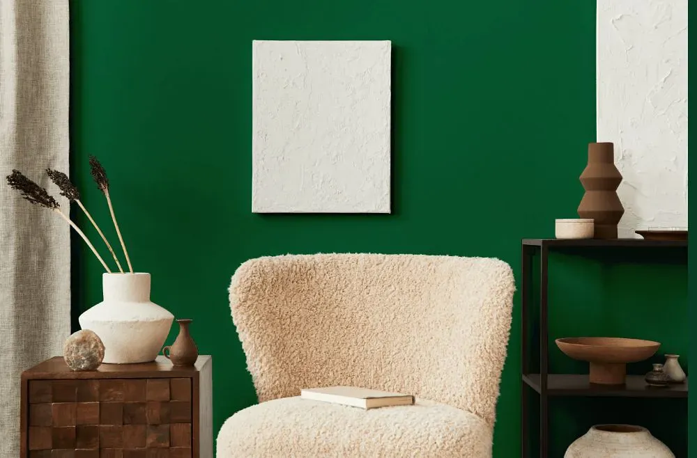 Benjamin Moore Celtic Green living room interior