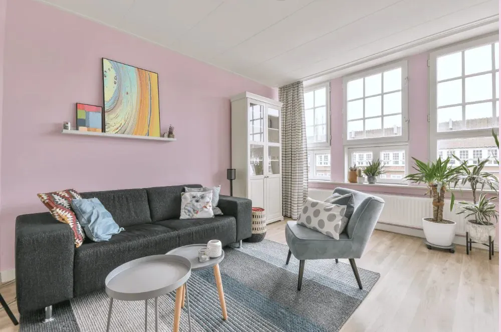 Benjamin Moore Charming Pink living room walls
