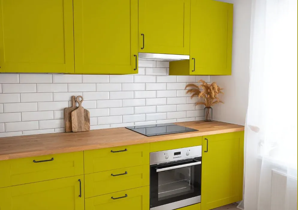 Benjamin Moore Chartreuse kitchen cabinets