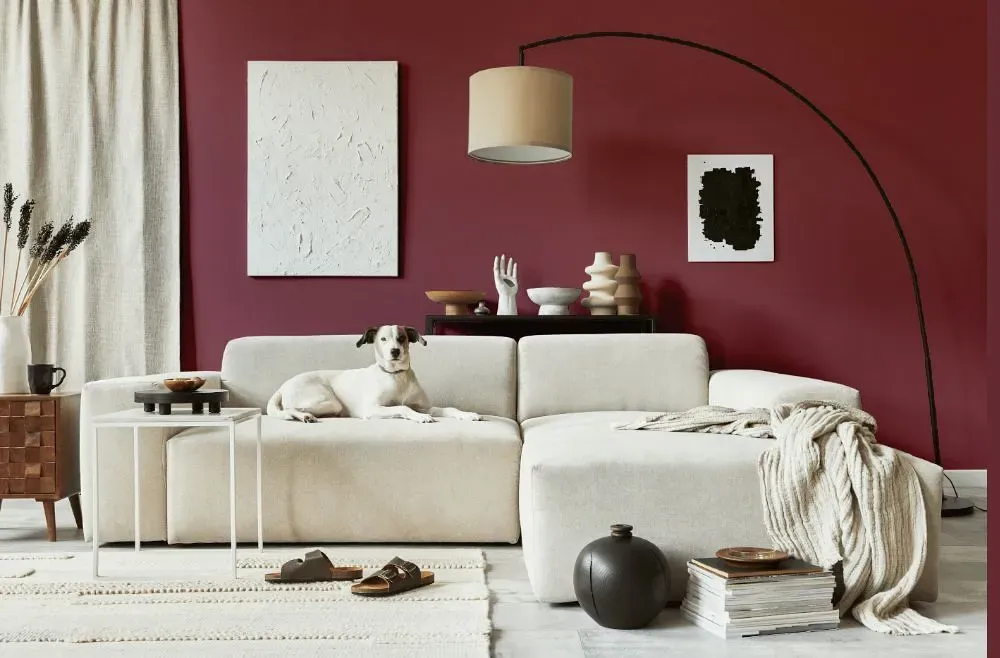 Benjamin Moore Cherokee Brick cozy living room