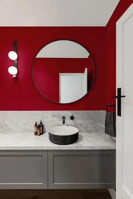 Benjamin Moore Cherry Burst minimalist bathroom