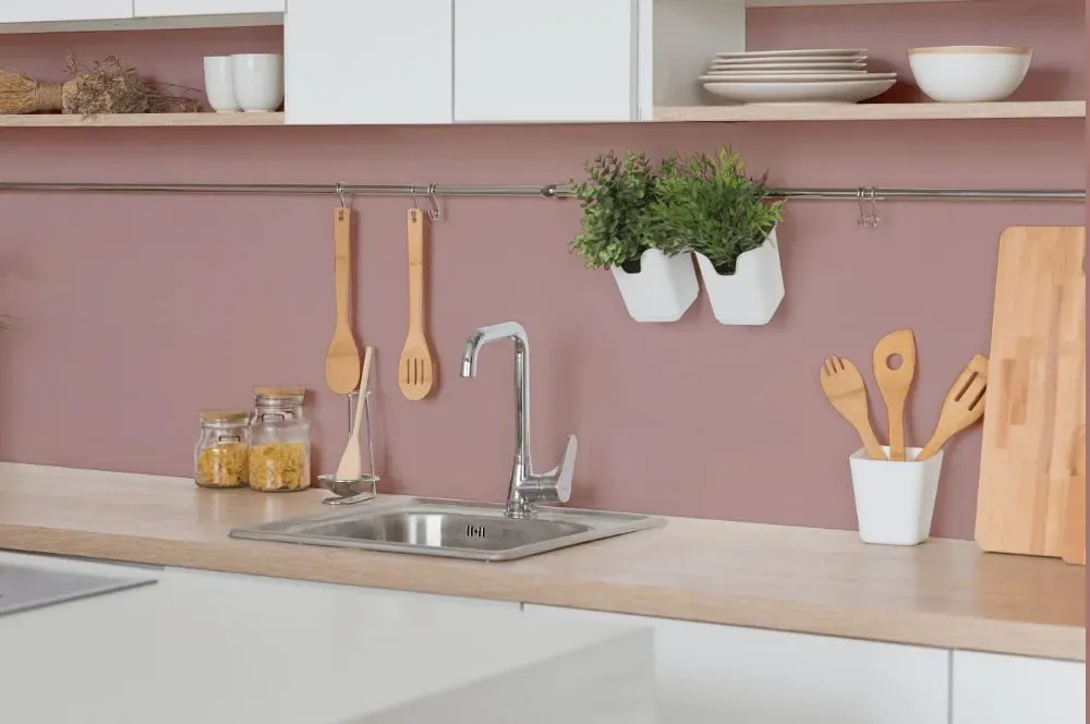 Benjamin Moore Cherry Malt kitchen backsplash