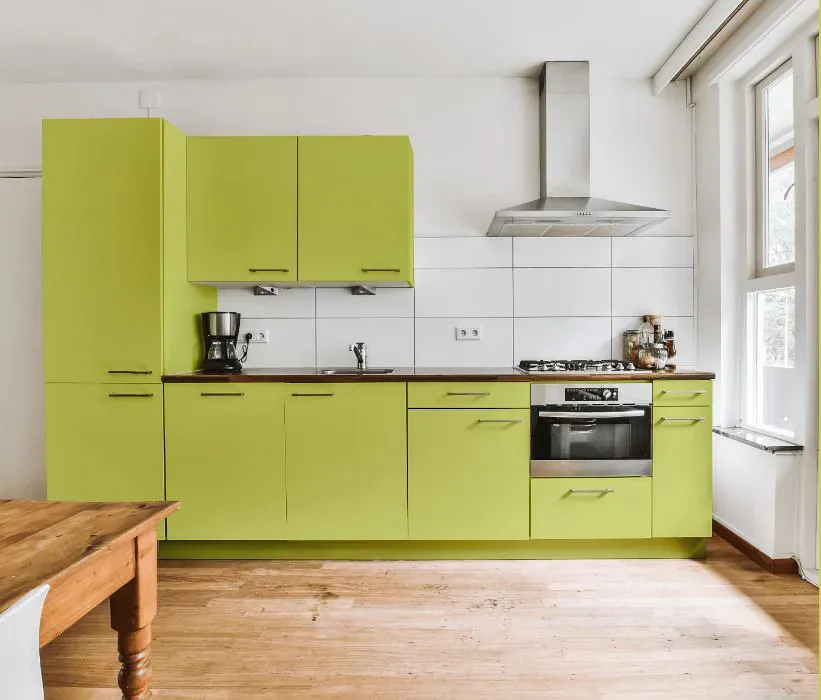 Benjamin Moore Chic Lime kitchen cabinets