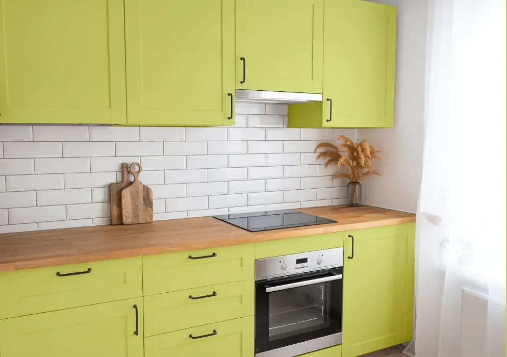 Benjamin Moore Chic Lime kitchen cabinets
