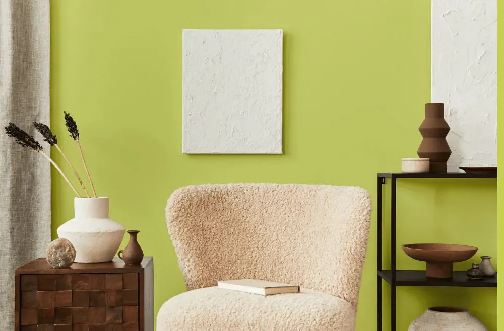Benjamin Moore Chic Lime living room interior