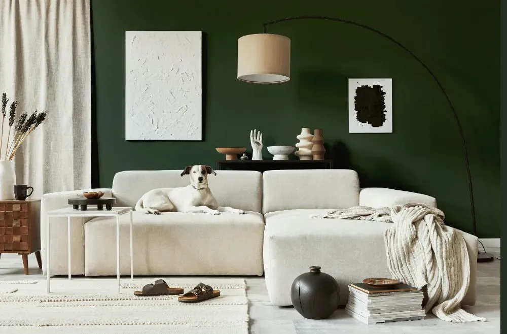 Benjamin Moore Chimichurri cozy living room