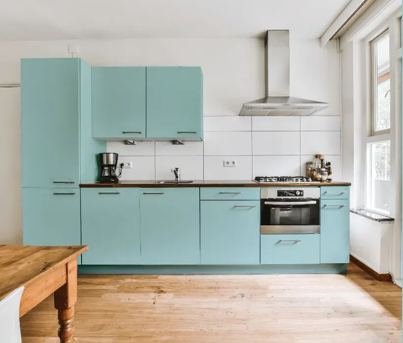 Benjamin Moore China Blue kitchen cabinets