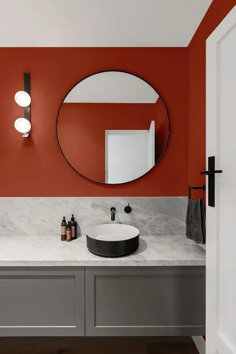 Benjamin Moore China Red minimalist bathroom