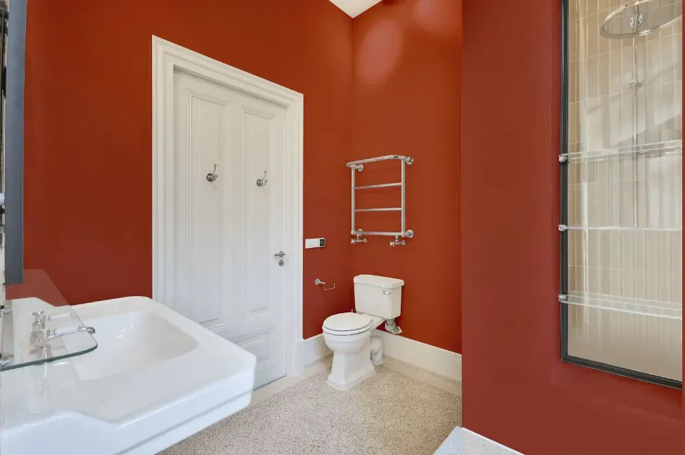 Benjamin Moore China Red bathroom