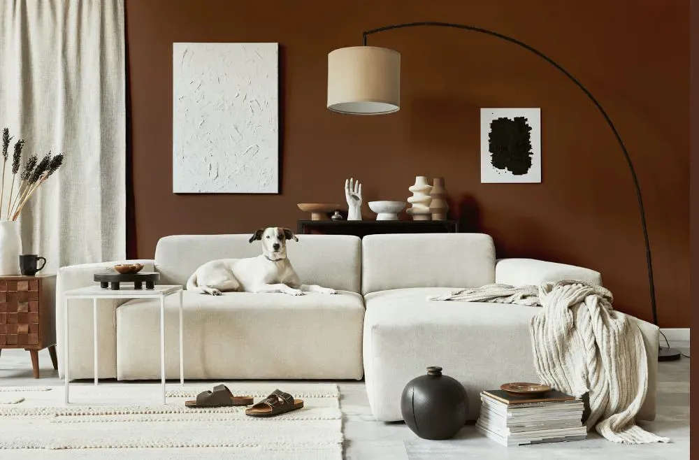 Benjamin Moore Chocolate Truffle cozy living room
