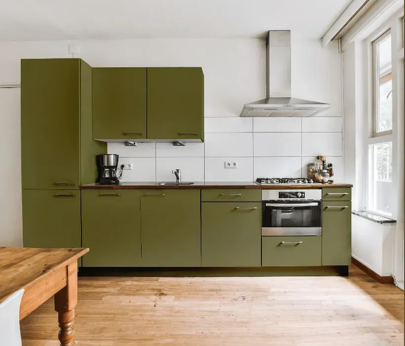 Benjamin Moore Chopped Dill kitchen cabinets