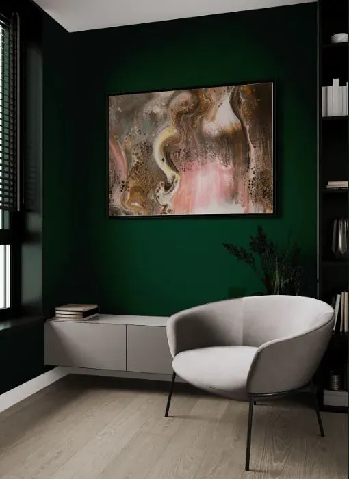 Benjamin Moore Chrome Green living room