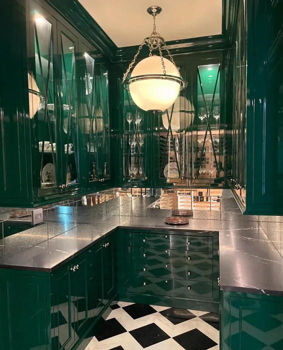 Benjamin Moore Chrome Green kitchen cabinets color