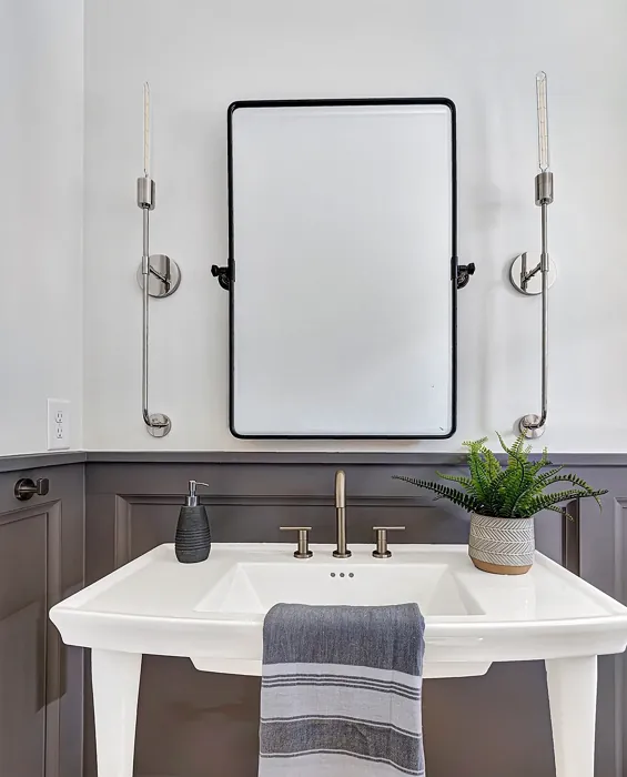 Benjamin Moore Cinder bathroom wall panelling 
