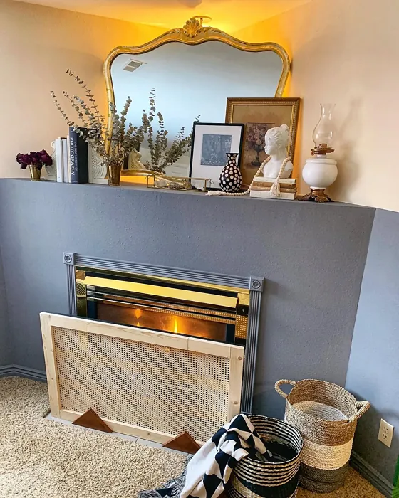Benjamin Moore Cinder living room fireplace 