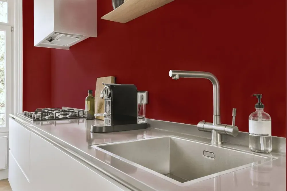 Benjamin Moore Cinnabar kitchen painted backsplash