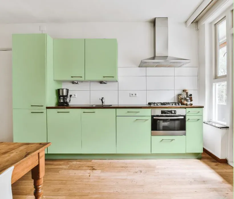Benjamin Moore Citra Lime kitchen cabinets