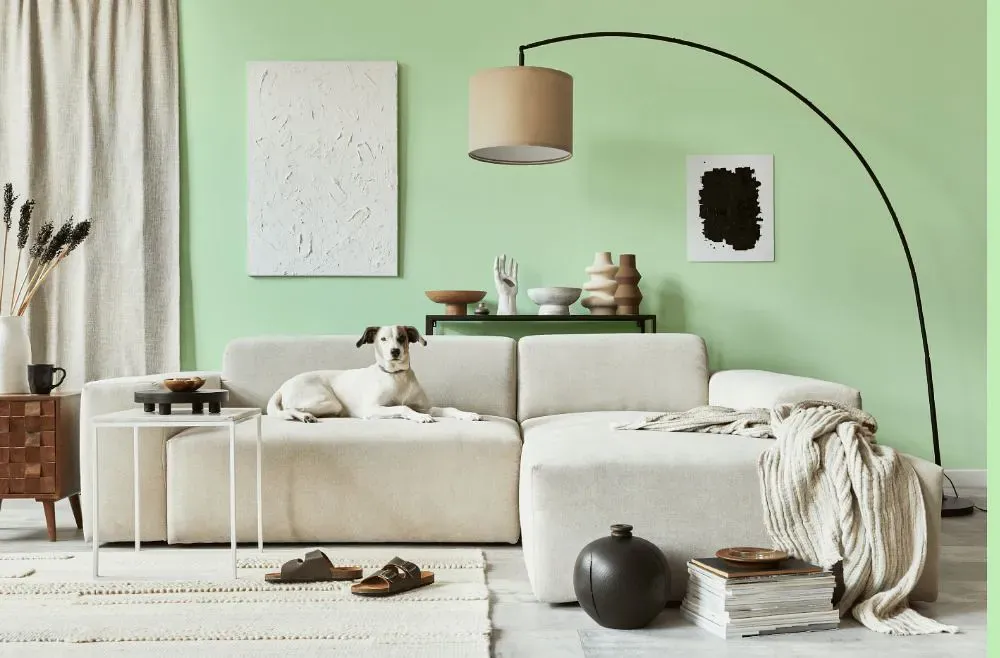 Benjamin Moore Citra Lime cozy living room
