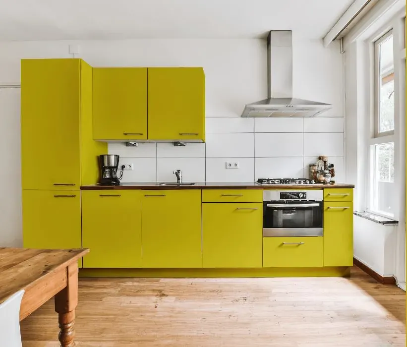 Benjamin Moore Citron kitchen cabinets