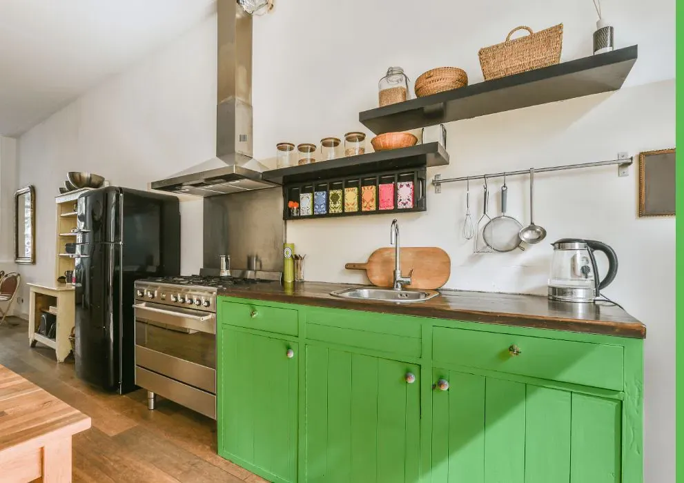 Benjamin Moore Citrus Green kitchen cabinets