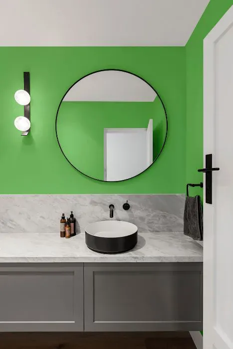 Benjamin Moore Citrus Green minimalist bathroom