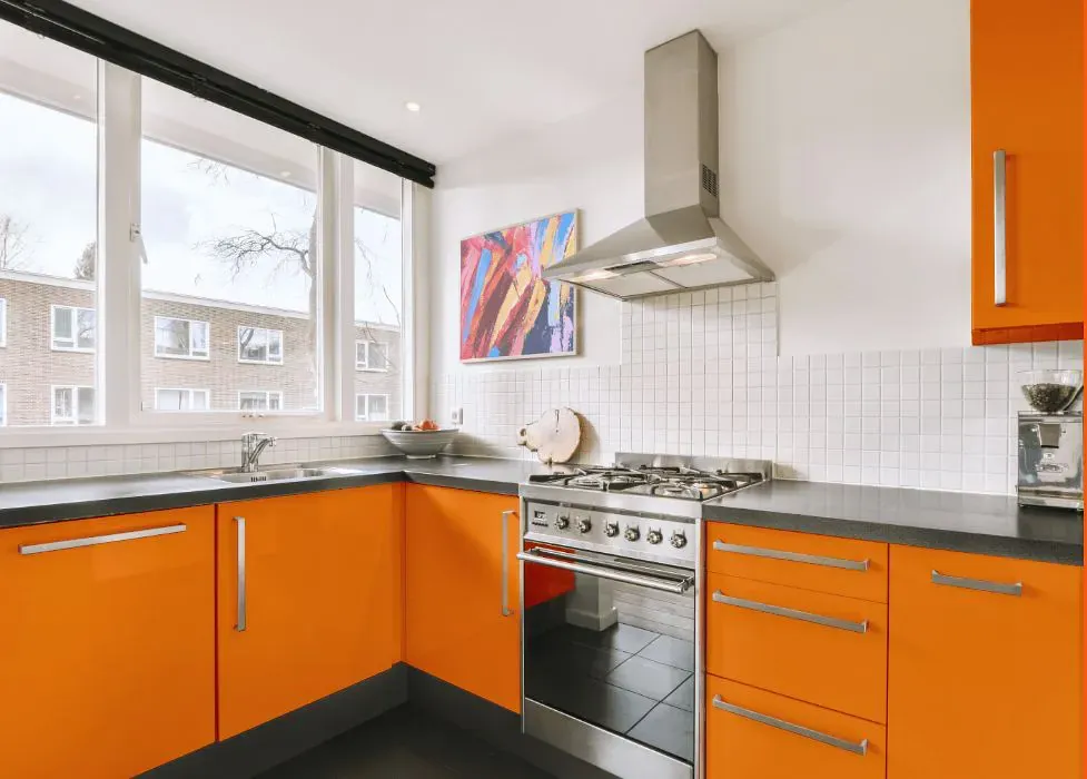 Benjamin Moore Citrus Orange kitchen cabinets