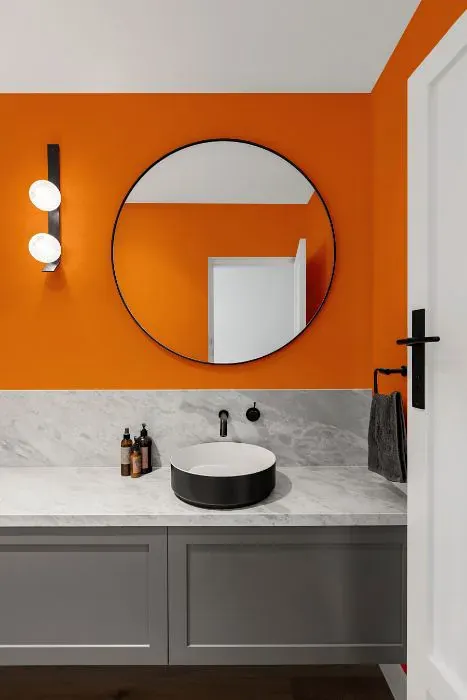 Benjamin Moore Citrus Orange minimalist bathroom