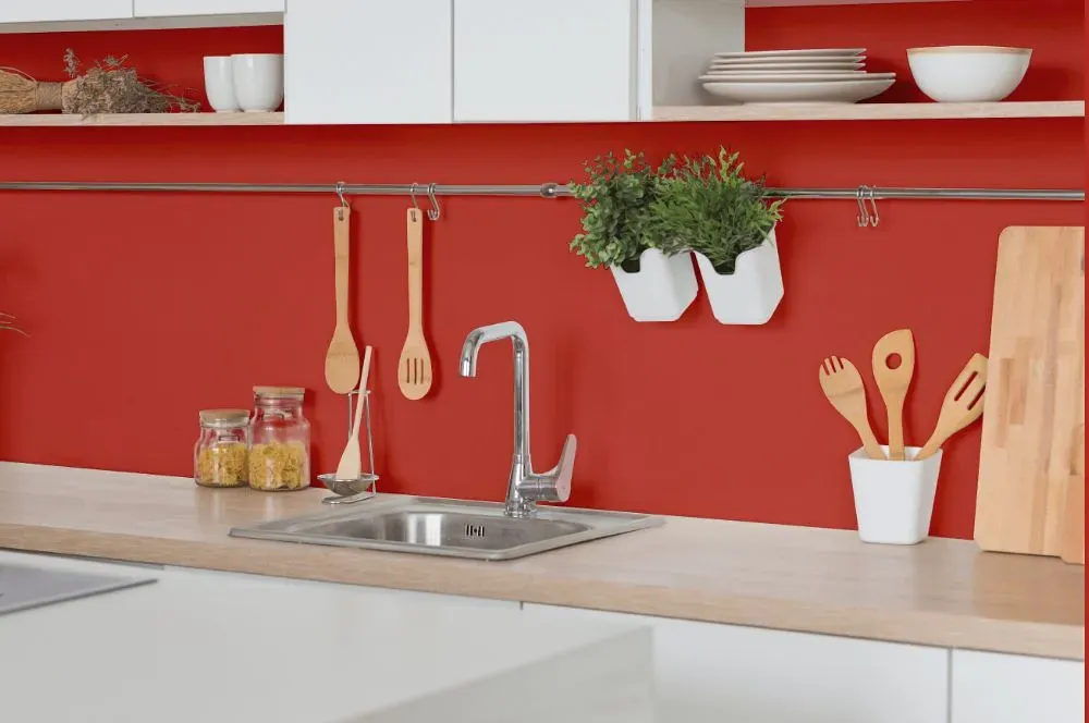 Benjamin Moore Claret Rose kitchen backsplash