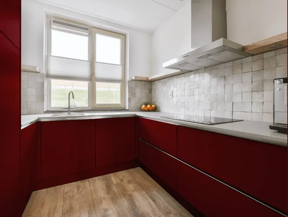Benjamin Moore Classic Burgundy small kitchen cabinets