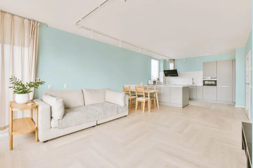 Benjamin Moore Clear Skies living room interior