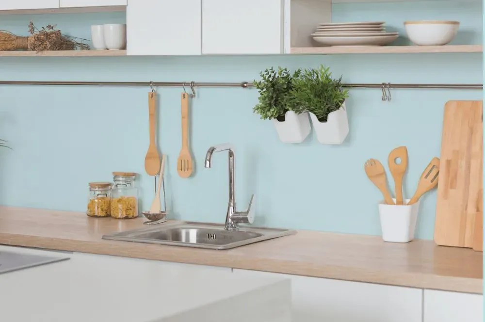 Benjamin Moore Clear Skies kitchen backsplash