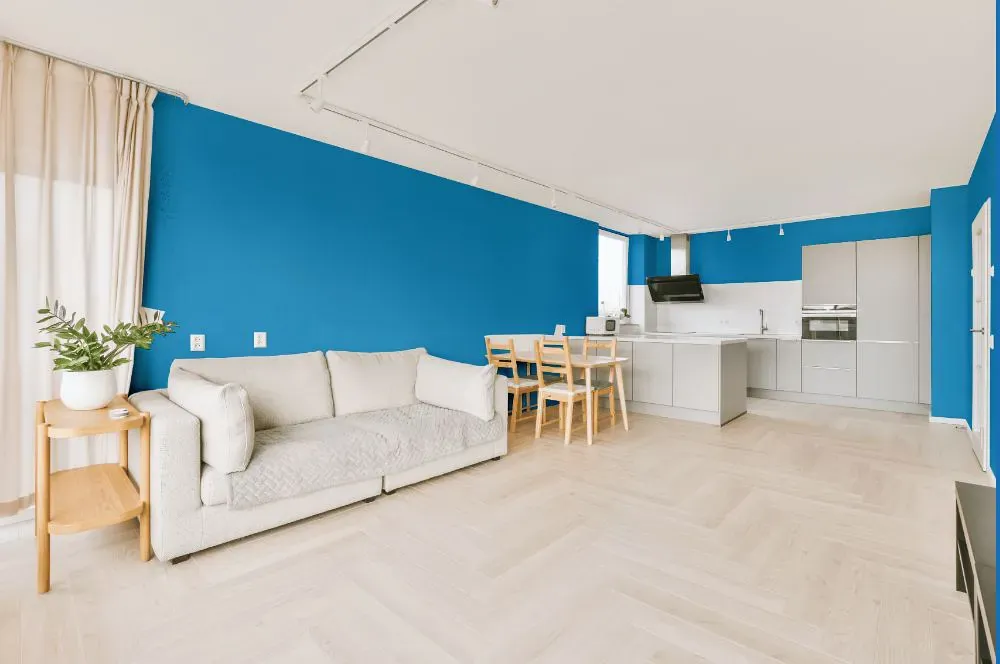 Benjamin Moore Clearest Ocean Blue living room interior