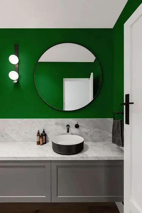 Benjamin Moore Clover Green minimalist bathroom