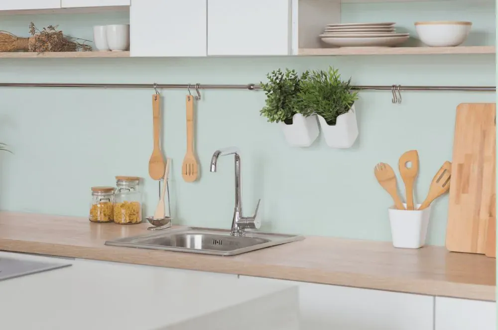 Benjamin Moore Come Sail Away kitchen backsplash