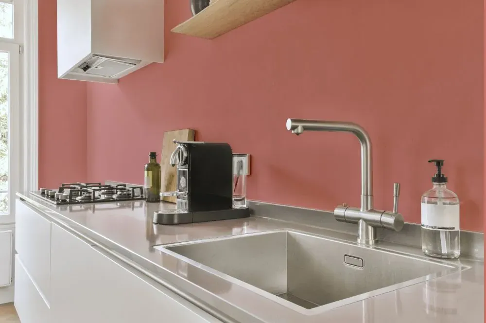 Benjamin Moore Cool Lava kitchen painted backsplash